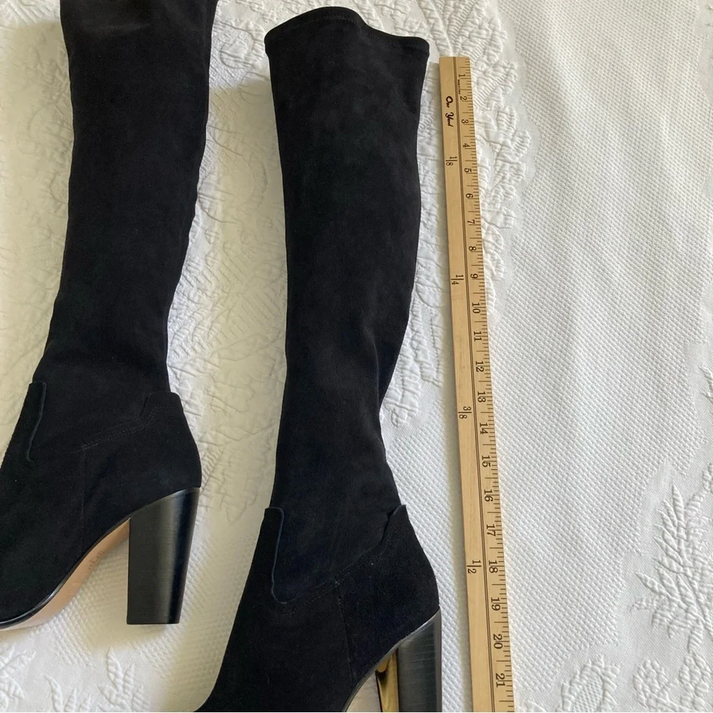Rachel Zoe Biancaz knee high stretch suede boots black size 8